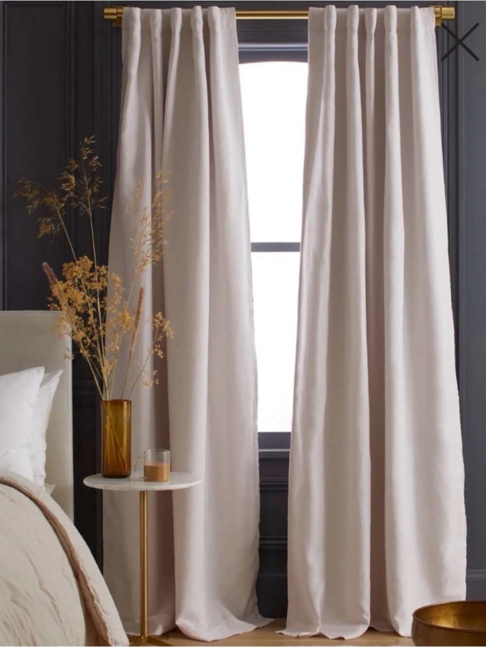 Soft Blush Linen Curtain Panel 96x108 - Retail $328 Per Set - 2 Sets Available